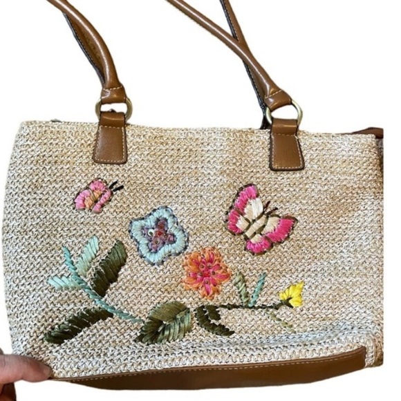 N/a Handbags - Butterfly Straw Tote great condition